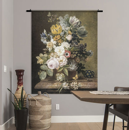 Wandkleed Stil leven Vaas met Bloemen No2, Oude Meesters